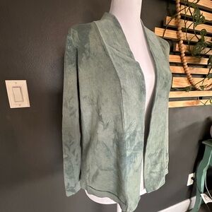 Coldwater Creek Sage Green Open-Front Blazer silk cotton blend